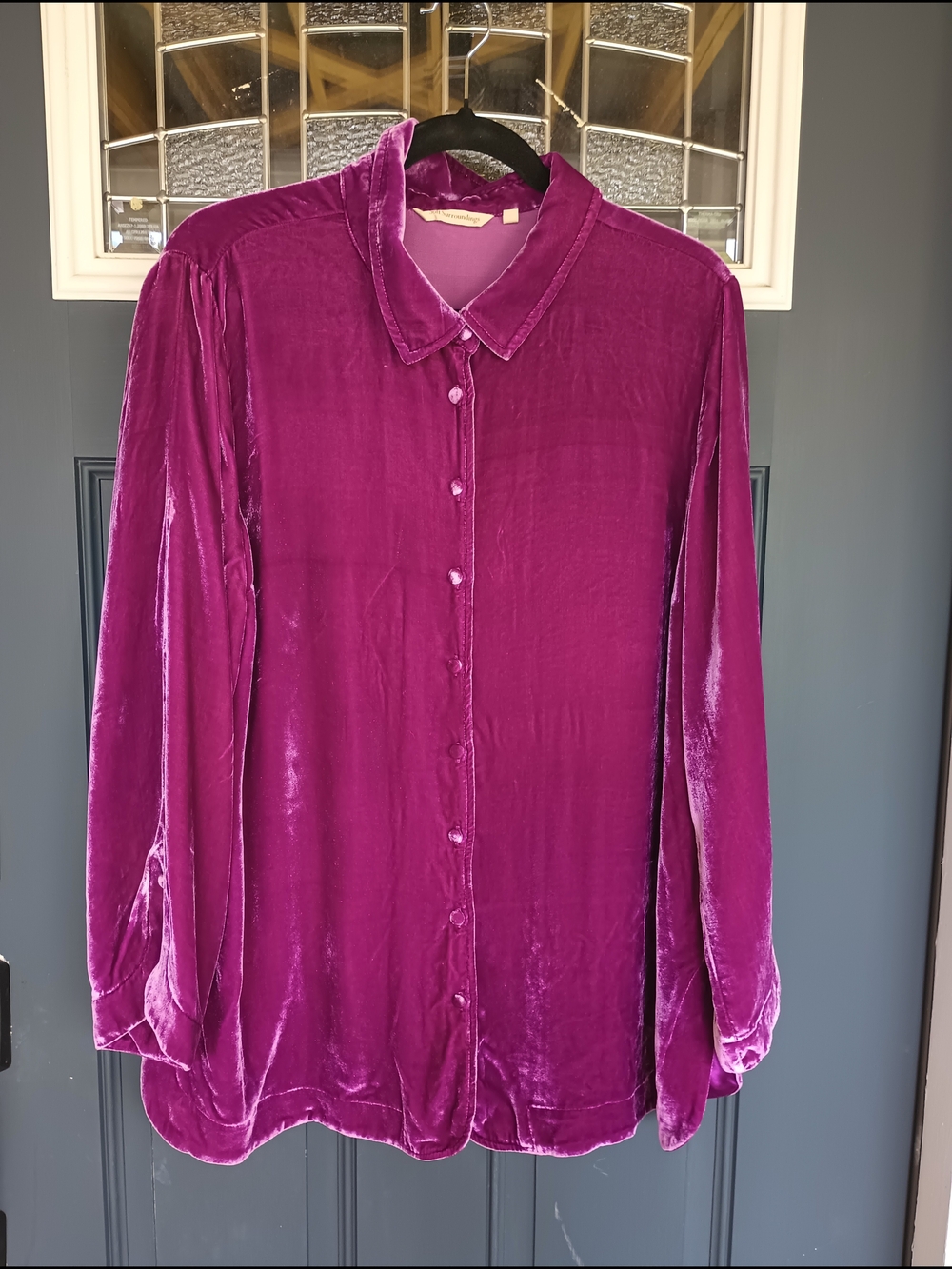 Soft Surroundings Women's Velvety Button-Front Shirt - Magenta Size XL Romantic
